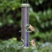 Goldfinches feeding from flo niger seed feeder